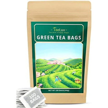 TeeLux Natural Pure Green Tea Bags 100 count box front view