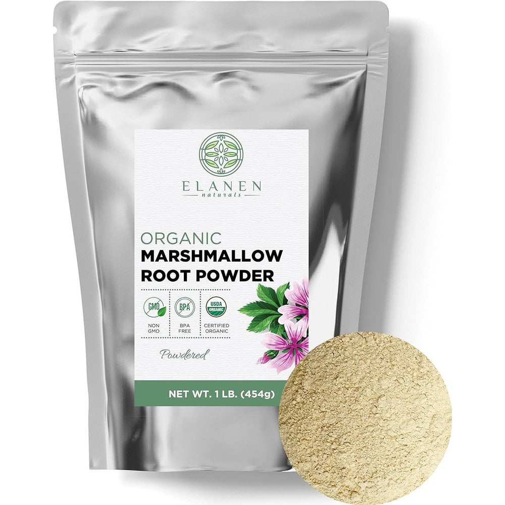 Elanen Naturals organic marshmallow root powder 16 ounce bag front view