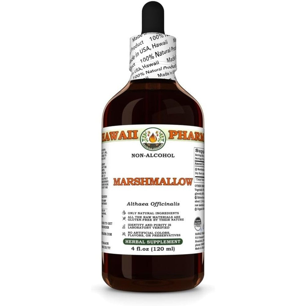 Hawaii Pharm Marshmallow Dry Root Glycerite 4 Fluid Ounce bottle front view