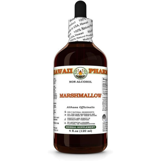 Hawaii Pharm Marshmallow Dry Root Glycerite 4 Fluid Ounce bottle front view