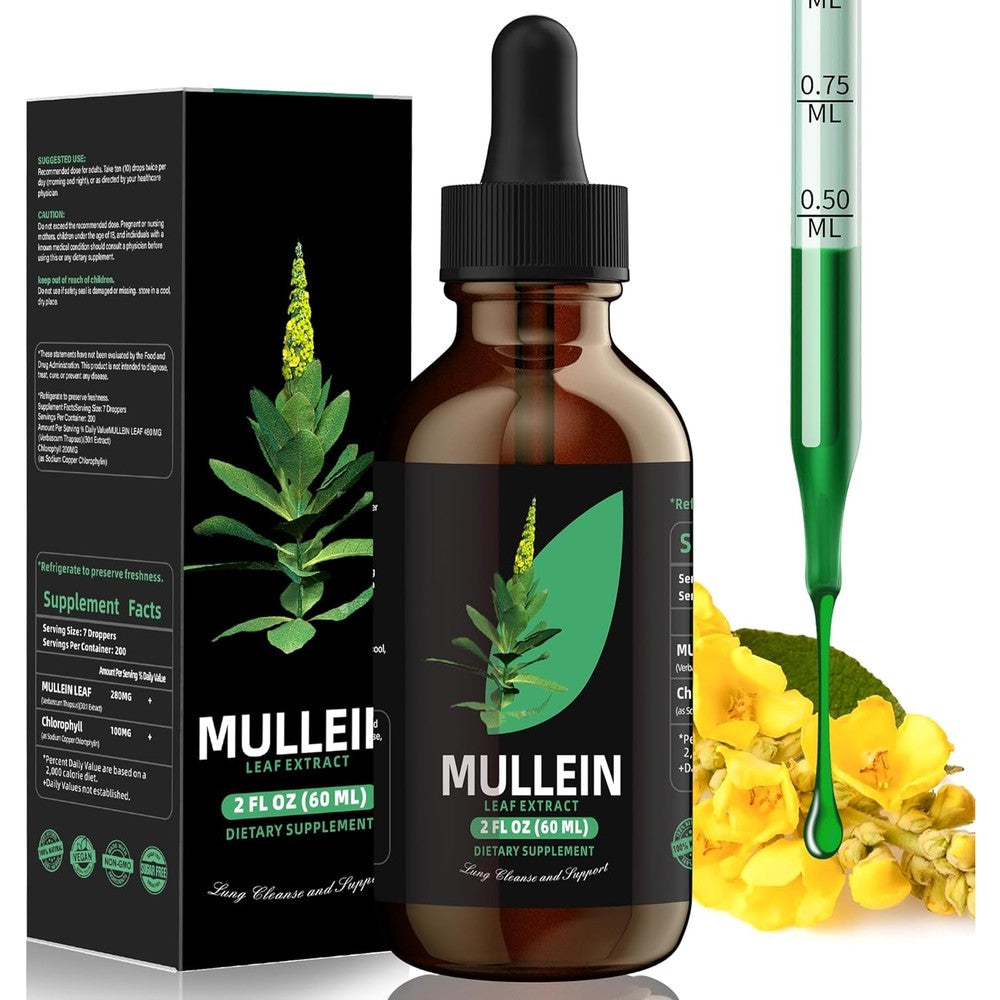 YUMOYI SPRUCE JIYIN Mullein Leaf Extract bottle front view showcasing lung cleanse supplement packaging