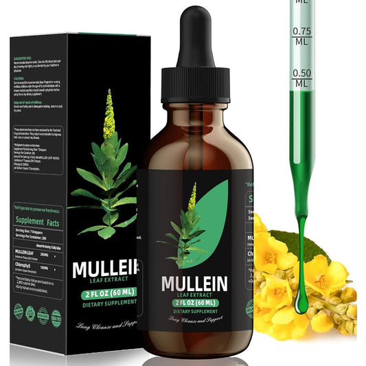 YUMOYI SPRUCE JIYIN Mullein Leaf Extract bottle front view showcasing lung cleanse supplement packaging
