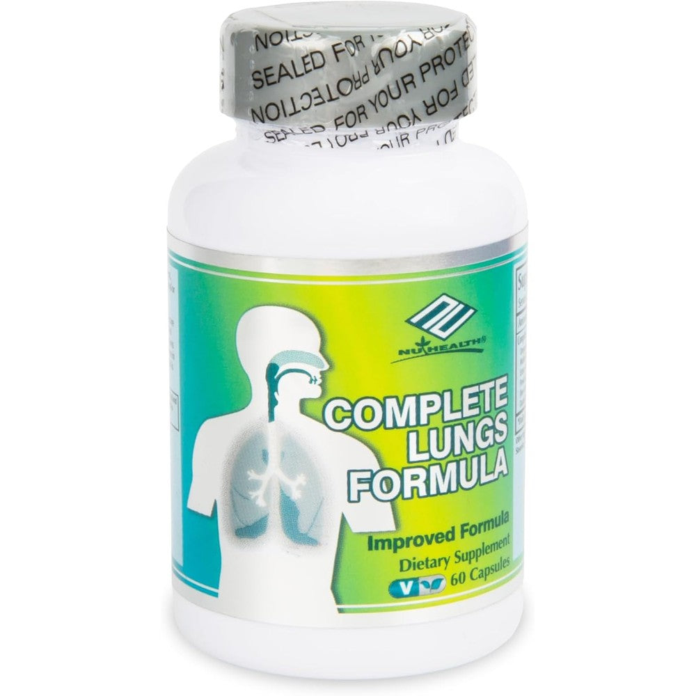 Nu-Health Complete Lungs Formula bottle front view for respiratory support