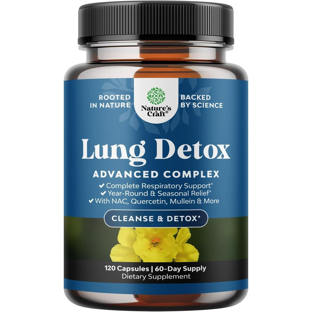 Natures Craft Mullein Leaf Lung Detox 120 Capsules front view