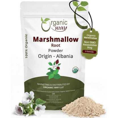 Organic Way Marshmallow Root Powder front label view