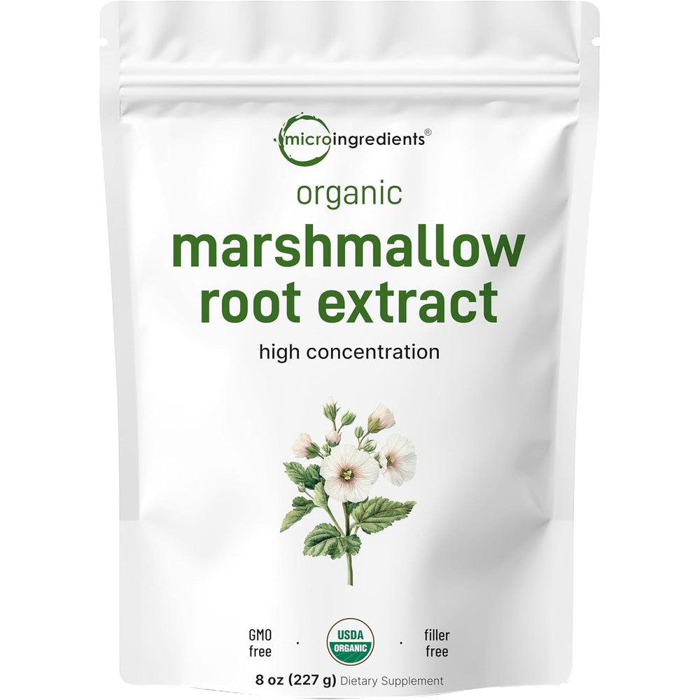 Micro Ingredients Organic Marshmallow Root Powder 8 Ounce front view