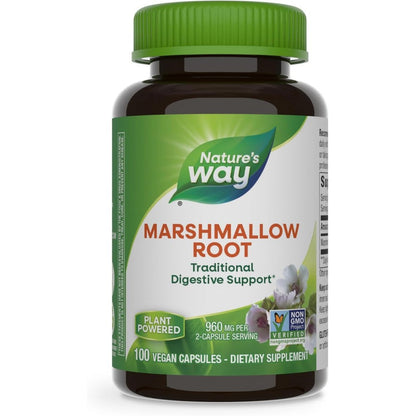 Natures Way Marshmallow Root 100 capsules front of bottle