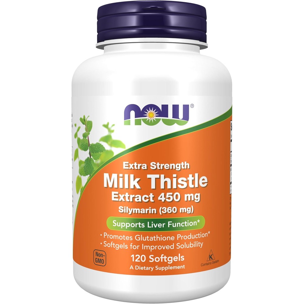 NOW Foods Extra Strength Silymarin Milk Thistle Extract 450 mg bottle front view