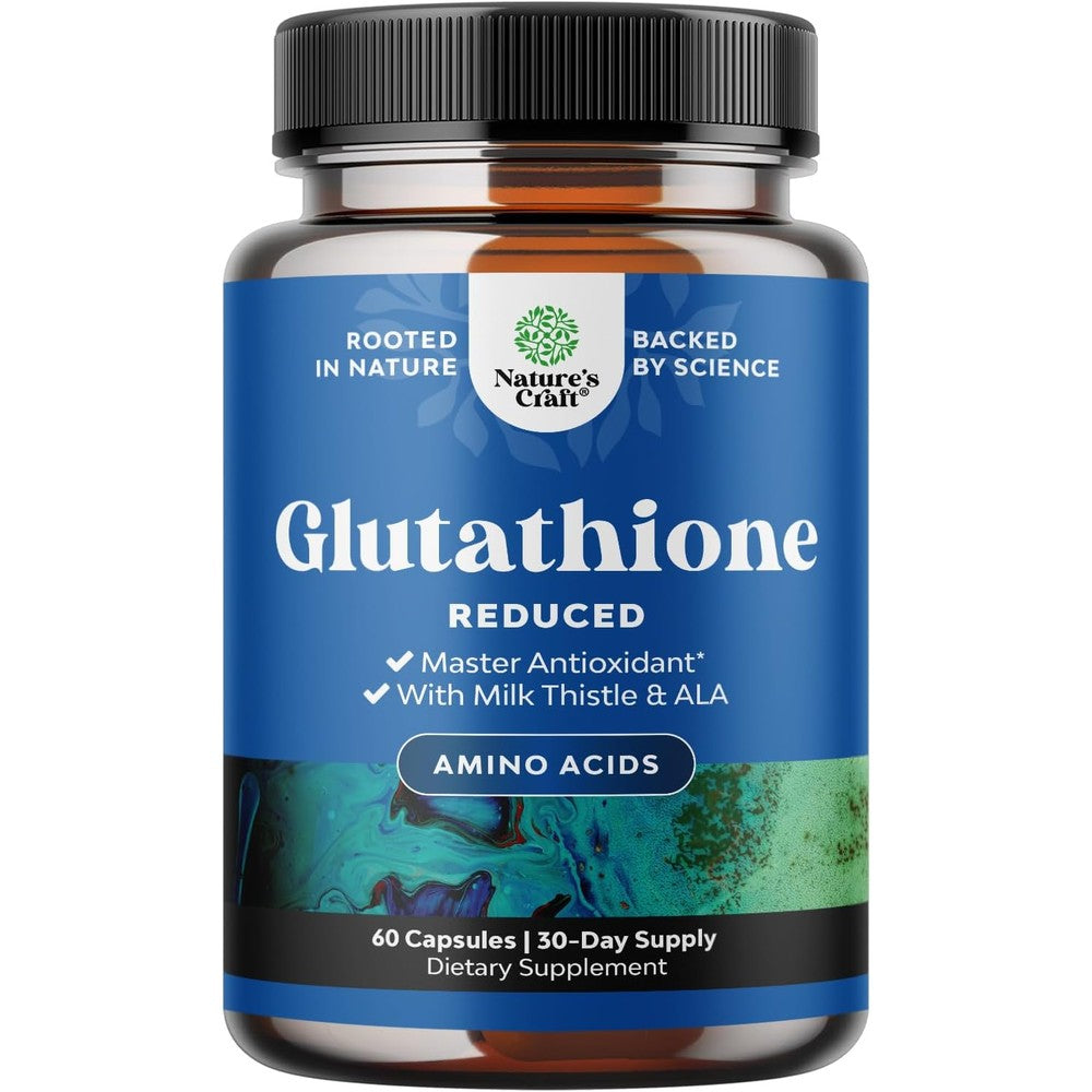 Natures Craft Reduced Glutathione 1000mg 60 Capsules front view bottle