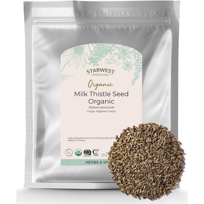 Starwest Botanicals Organic Whole Milk Thistle Seed 1 lb front packaging view