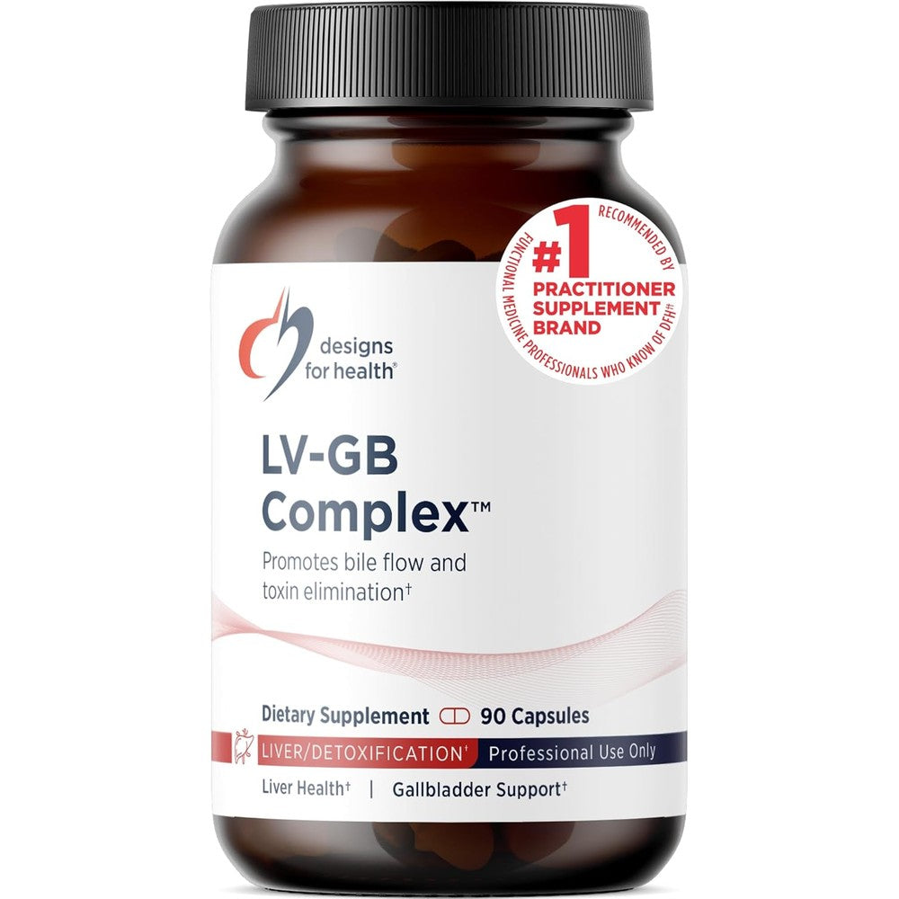 Designs for Health LV GB Complex 90 Capsules front view bottle for liver support