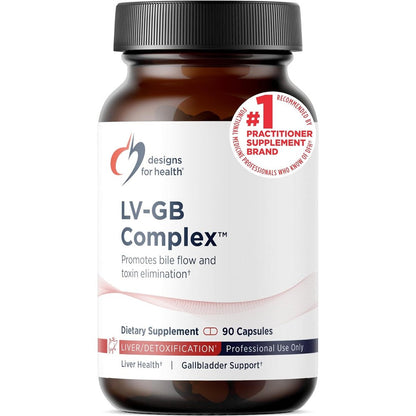 Designs for Health LV GB Complex 90 Capsules front view bottle for liver support