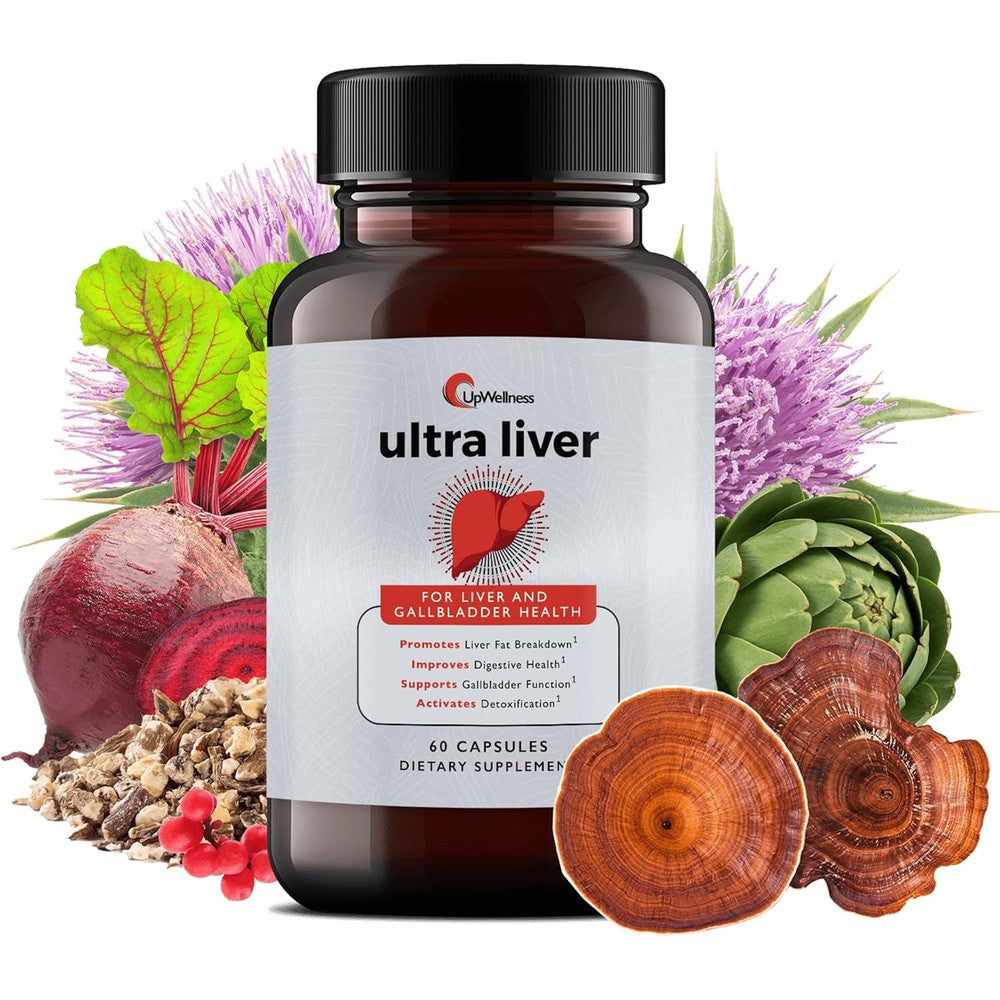 UpWellness Ultra Liver Support Supplement 60 capsules front view bottle showing premium formula