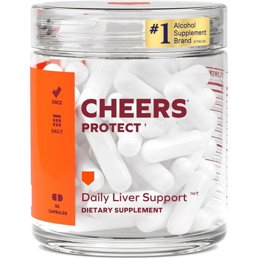 Cheers Protect Daily Liver Supplement bottle front view showing 60 capsules packaging.