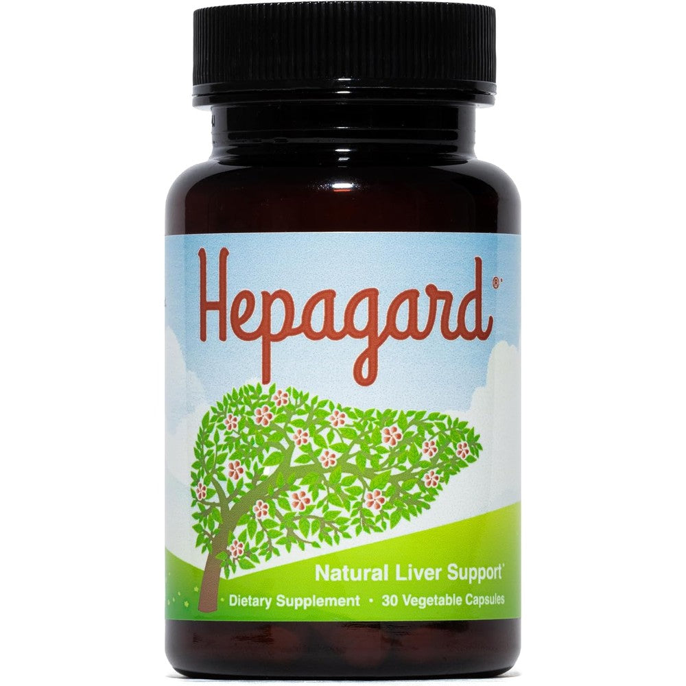 Hepagard Natural Liver Support 30 Vegan Capsules bottle front view showing clean premium packaging
