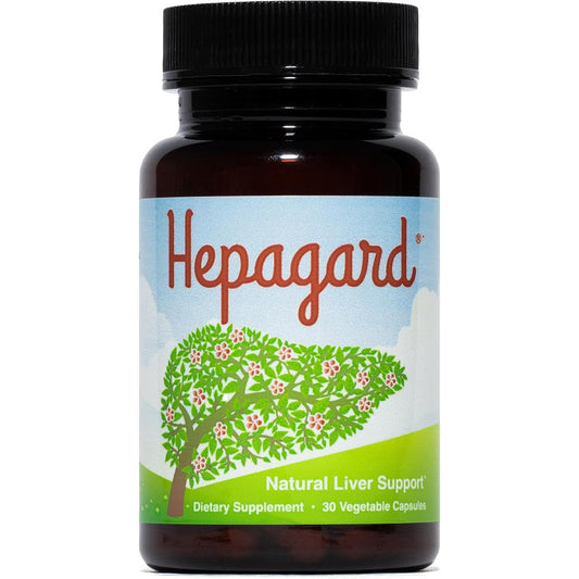 Hepagard Natural Liver Support 30 Vegan Capsules bottle front view showing clean premium packaging