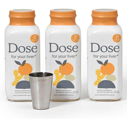 Dose For Your Liver Cleanse Detox And Repair three pack bottles front view showcasing organic milk thistle supplement