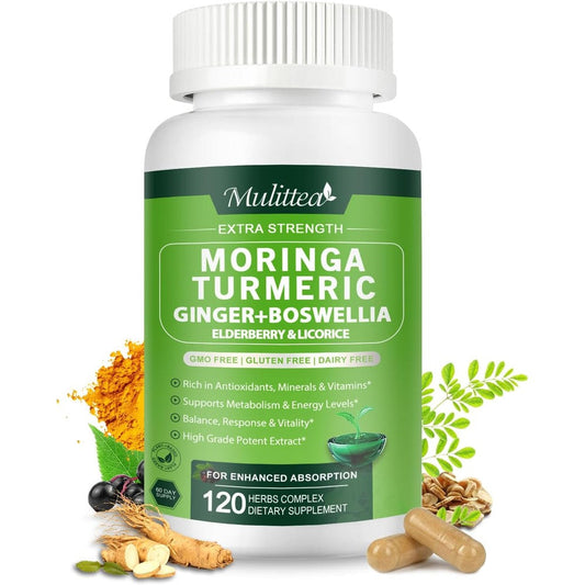 Mulittea organic moringa capsules superfood supplements bottle