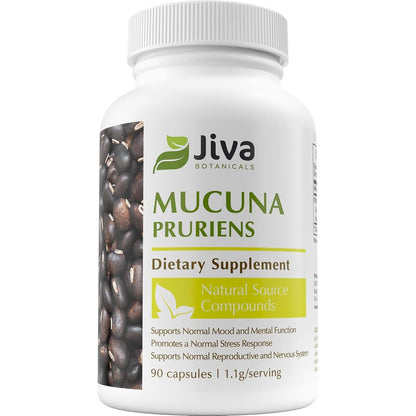 Jiva Botanicals Mucuna Pruriens 90 capsules front view bottle packaging