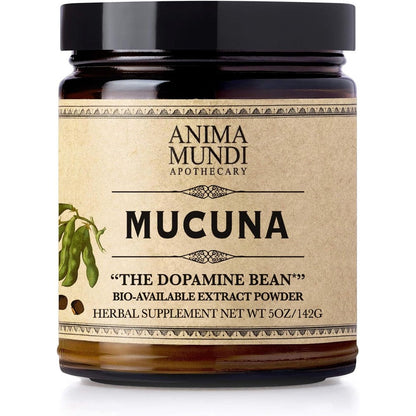 Anima Mundi Apothecary Mucuna Powder front view packaging showing pure roasted velvet bean supplement