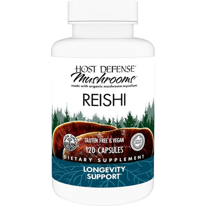 Host Defense Reishi 120 Capsules front view authentic mushroom supplement