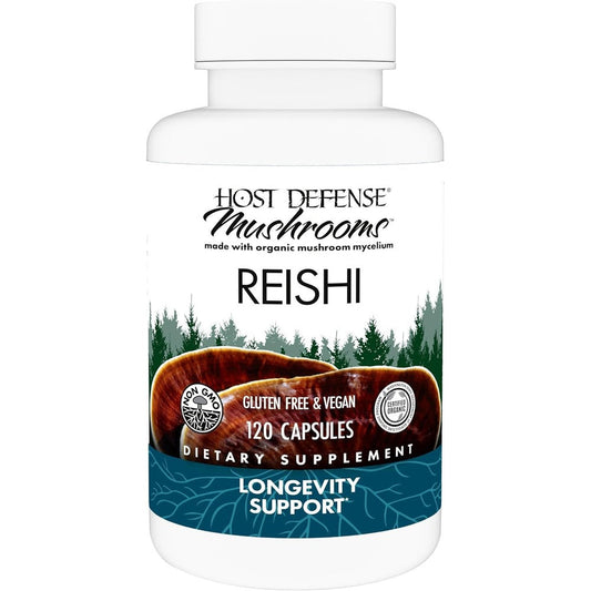 Host Defense Reishi 120 Capsules front view authentic mushroom supplement