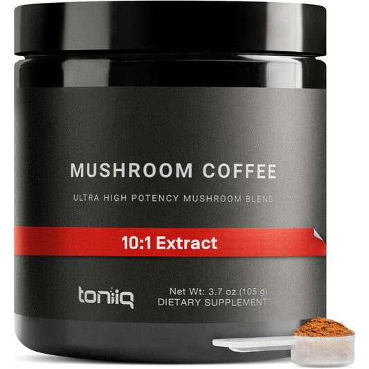 Toniiq Mushroom Coffee powder container front view authentic premium USA import