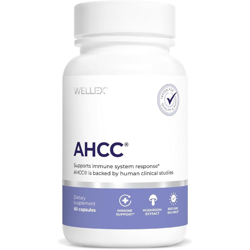 Papillex AHCC Maximum Strength 60 veggie capsules front bottle view for immune system support