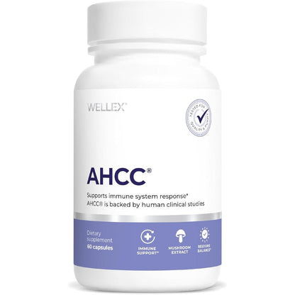 Papillex AHCC Maximum Strength 60 veggie capsules front bottle view for immune system support