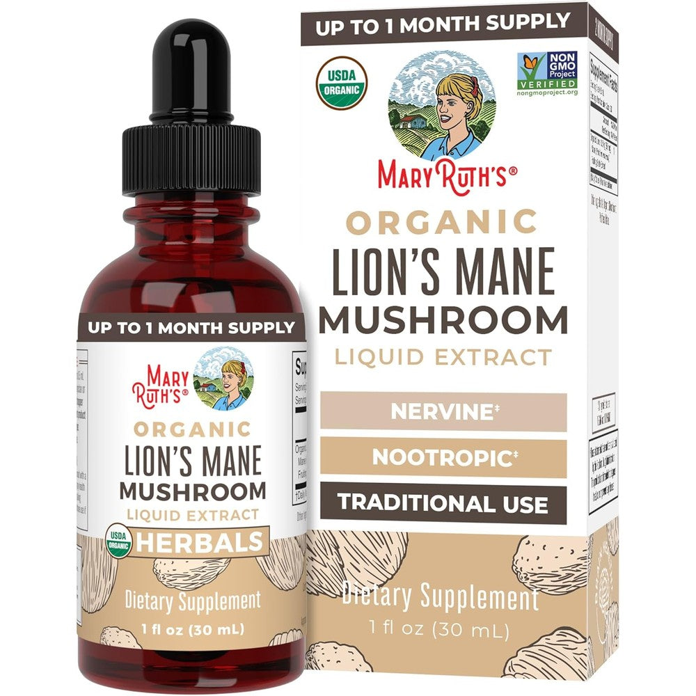 MaryRuth Organics Lion's Mane Mushroom Drops front view authentic brain supplement