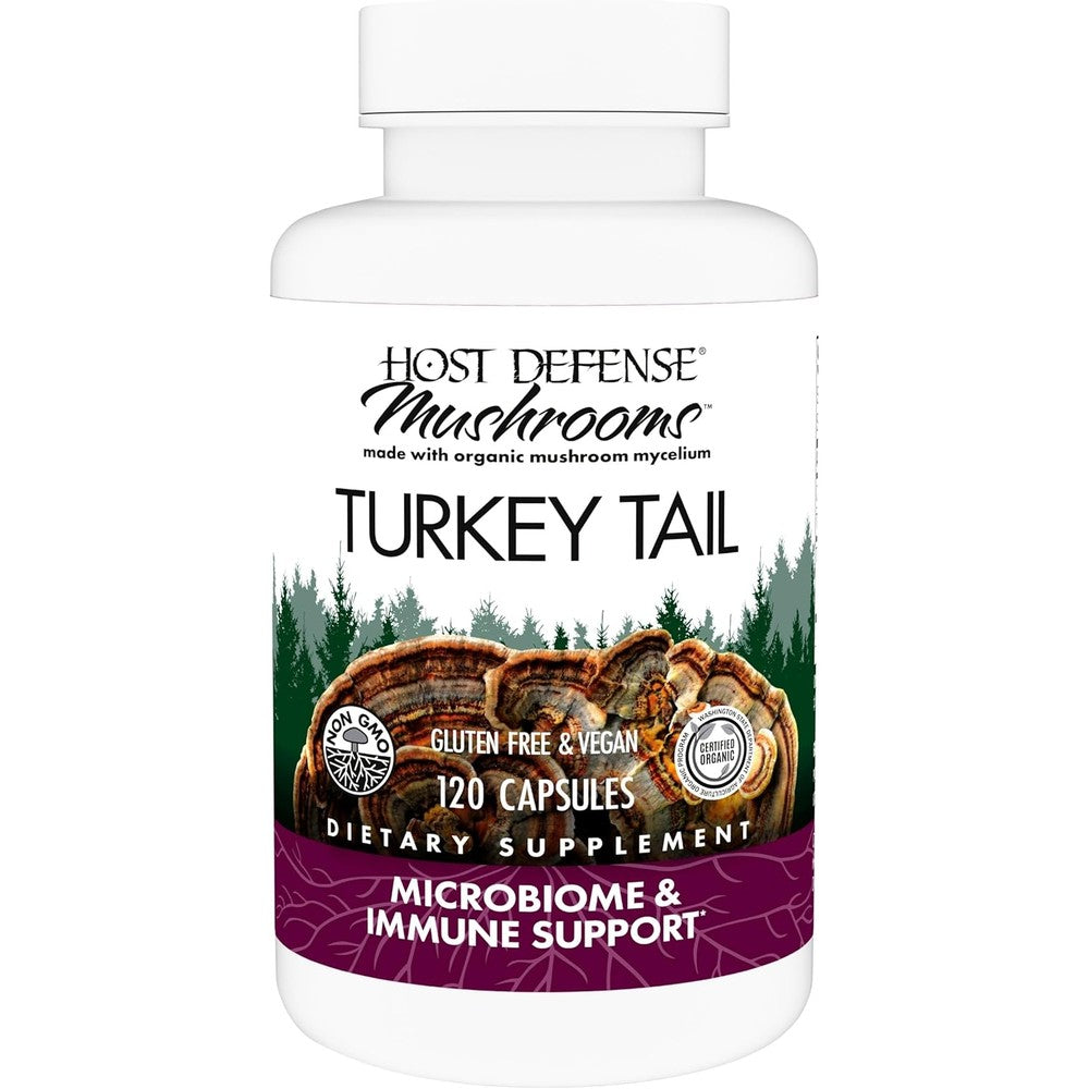 Host Defense Turkey Tail 120 Capsules front packaging view for immune support