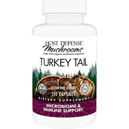 Host Defense Turkey Tail 120 Capsules front packaging view for immune support