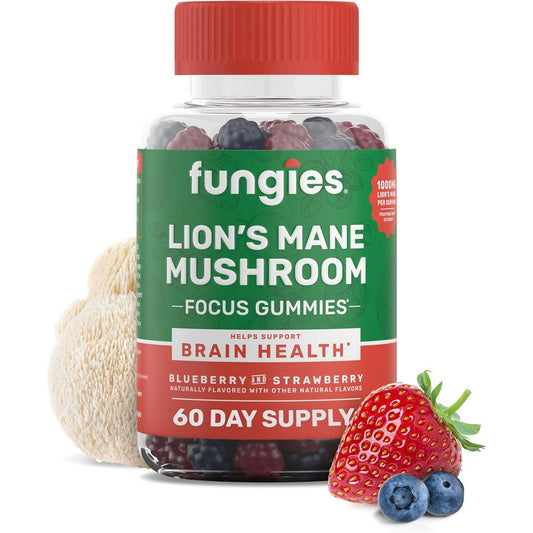 Fungies Lion's Mane Mushroom Gummies front view packaging for memory supplement