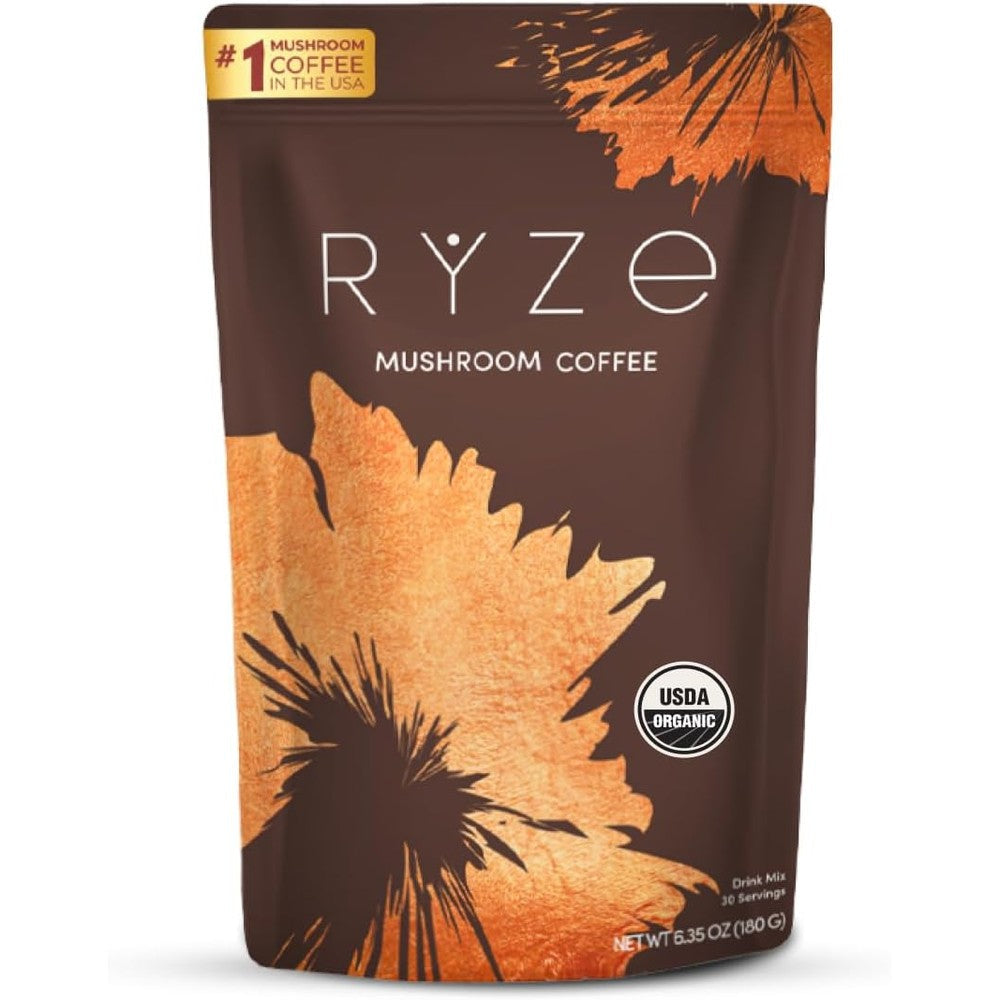 RYZE SUPERFOODS Mushroom Coffee powder bag front view authentic USA imported product