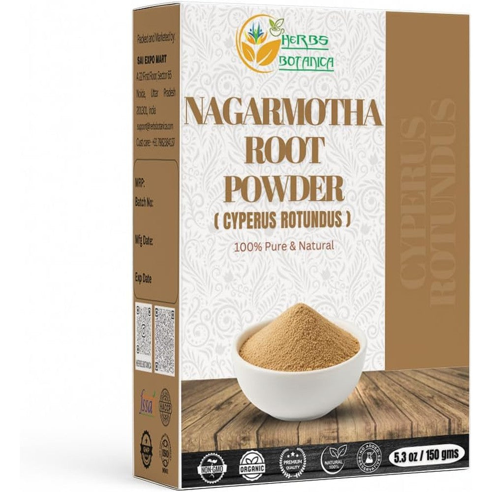 Herbs Botanica Organic Nagarmotha Powder 150 grams front packaging pouch view