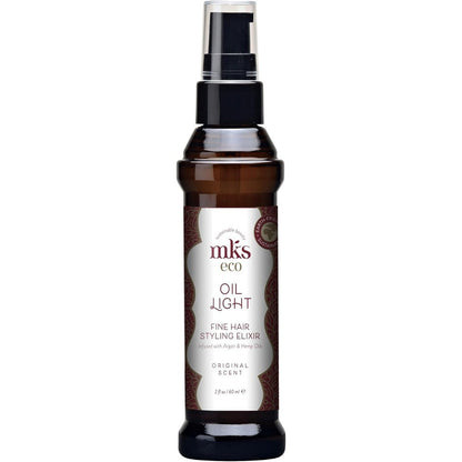 Earthly Body MKS eco Oil Light hair styling elixir front view bottle for fine hair frizz control