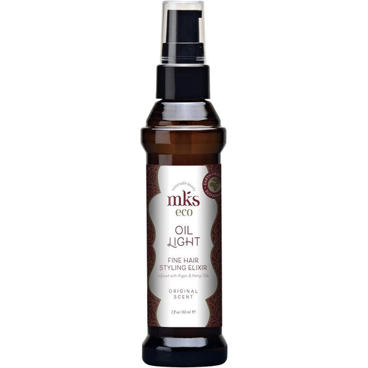 Earthly Body MKS eco Oil Light hair styling elixir front view bottle for fine hair frizz control