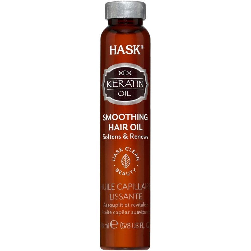 HASK Keratin Protein Smoothing Shine Oil 12 Pieces pack front view showcasing authentic USA imported packaging.