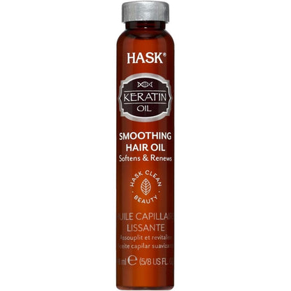HASK Keratin Protein Smoothing Shine Oil 12 Pieces pack front view showcasing authentic USA imported packaging.