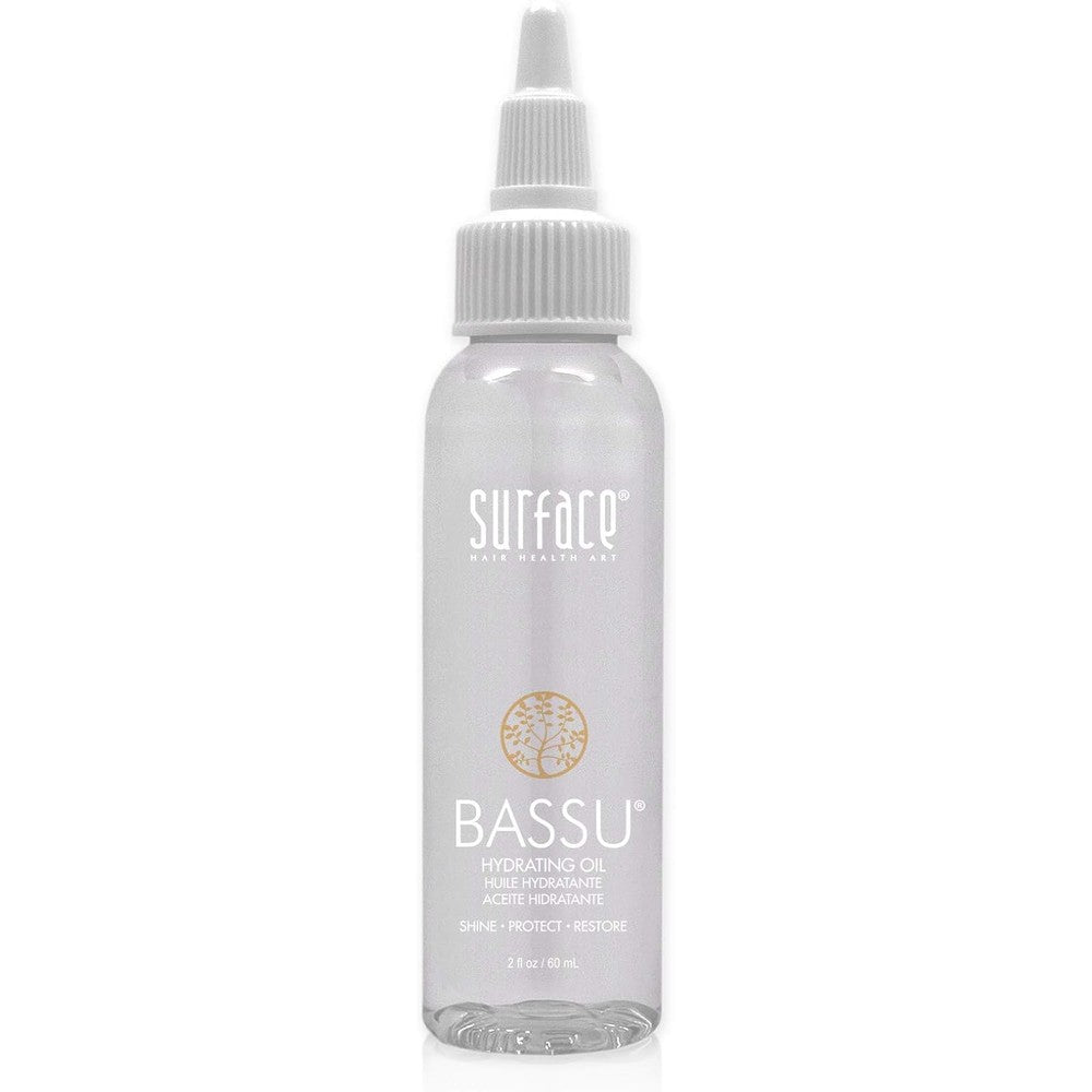 Surface Hair Bassu Hydrating Oil front view of the two fluid ounce bottle for premium salon hair treatment