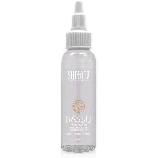Surface Hair Bassu Hydrating Oil front view of the two fluid ounce bottle for premium salon hair treatment
