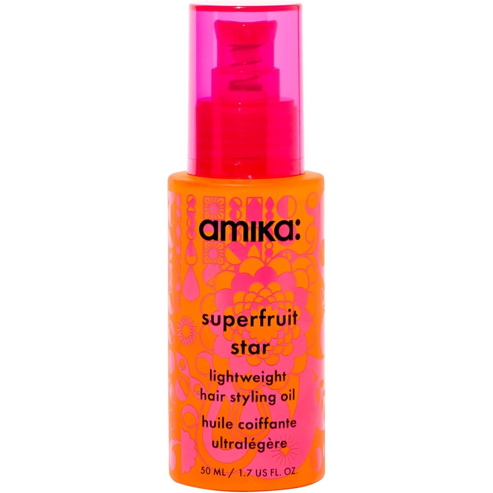 Amika Superfruit Star Lightweight Hair Styling Oil front view bottle for heat protection