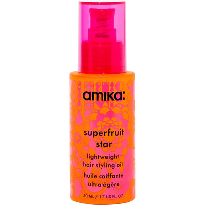 Amika Superfruit Star Lightweight Hair Styling Oil front view bottle for heat protection