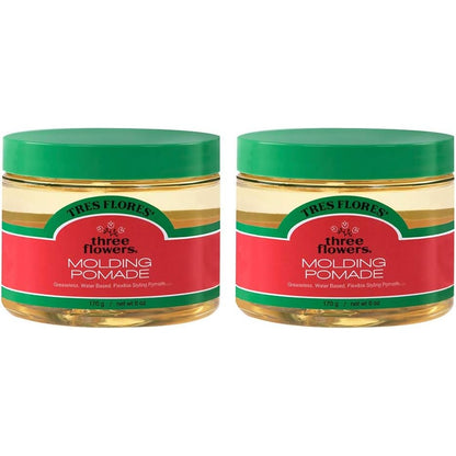 Three Flowers Tres Flores Molding Hair Styling Cream Pomade front view two pack