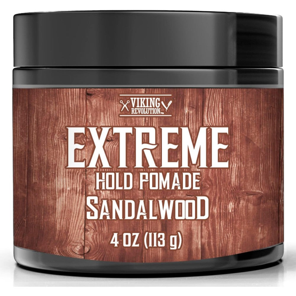 Viking Revolution Sandalwood Hair Pomade extreme hold jar front view