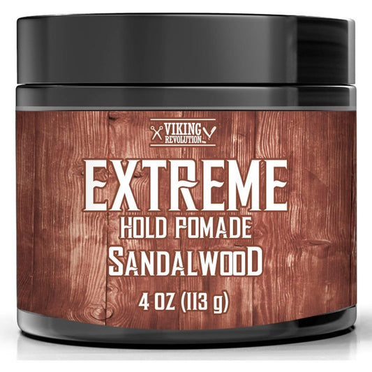 Viking Revolution Sandalwood Hair Pomade extreme hold jar front view