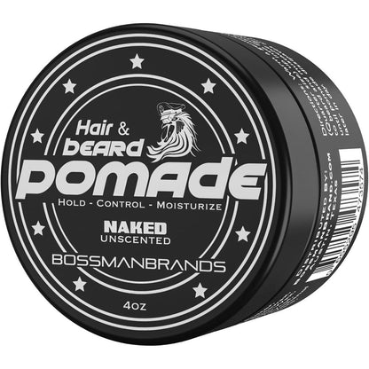 Bossman Hair and Beard Pomade Naked jar front view premium men grooming styling cream
