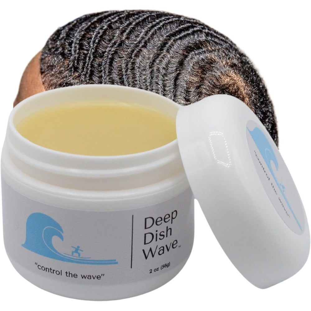 Deep Dish Wave Pomade 2 Ounce container front view natural wave grease for men