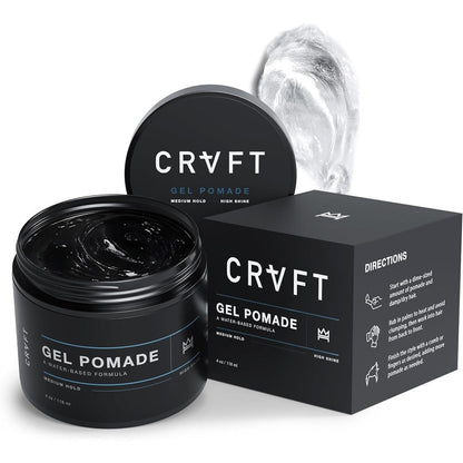 Hair Craft Co CRVFT Gel Pomade front view clear tub four ounce container