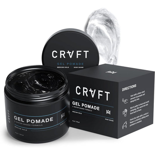 Hair Craft Co CRVFT Gel Pomade front view clear tub four ounce container